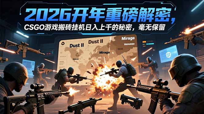 2026开年重磅解密，CSGO游戏搬砖挂机日入上千的秘密，毫无保留创客联盟总站-闲云创业网-老谢轻创网-中创网-福缘网-冒泡网-资源之家-魔方项目库创客联盟总站