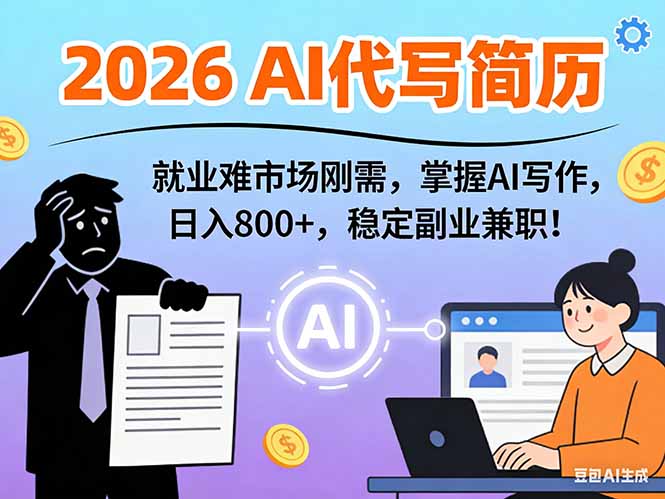 AI代写简历，超暴利，用万能模板月入1-3万实战教程，2026年市场刚需！创客联盟总站-闲云创业网-老谢轻创网-中创网-福缘网-冒泡网-资源之家-魔方项目库创客联盟总站