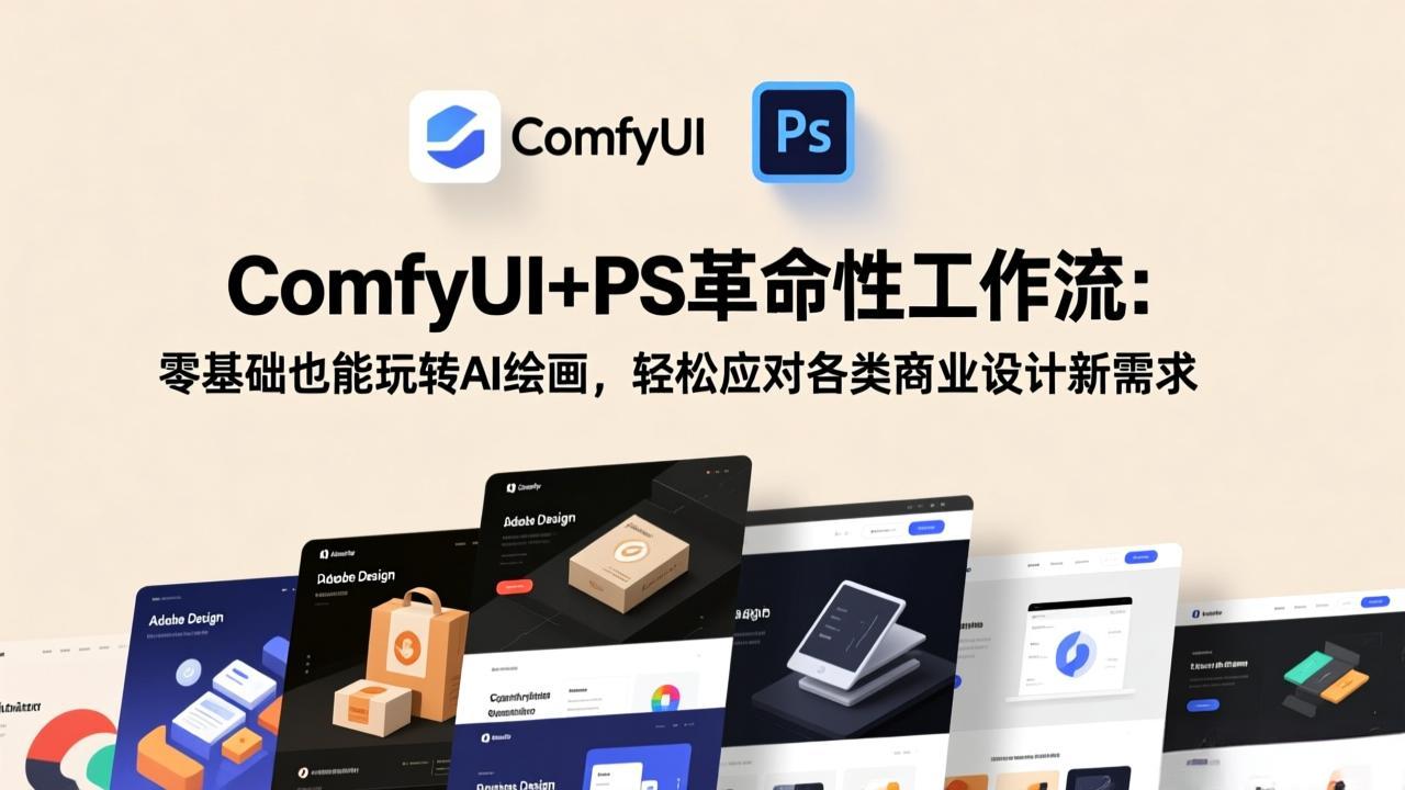 ComfyUI+PS革命性工作流：零基础也能玩转AI绘画，轻松应对各类商业设计新需求创客联盟总站-闲云创业网-老谢轻创网-中创网-福缘网-冒泡网-资源之家-魔方项目库创客联盟总站