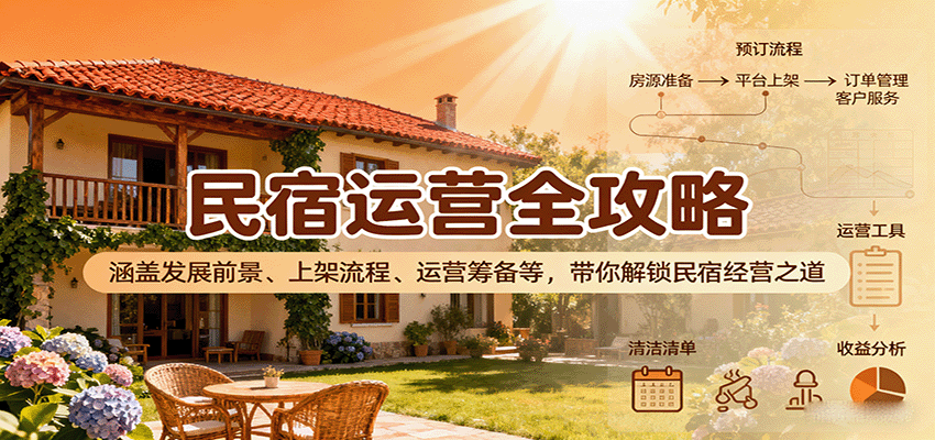 民宿运营全攻略:涵盖发展前景、上架流程、运营筹备等,带你解锁民宿经营之道创客联盟总站-闲云创业网-老谢轻创网-中创网-福缘网-冒泡网-资源之家-魔方项目库创客联盟总站
