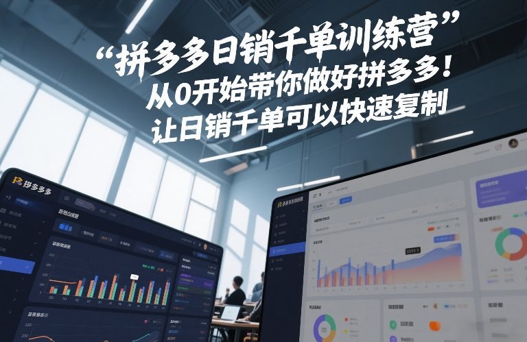 拼多多日销千单训练营，从0开始带你做好拼多多，让日销千单可以快速复制(更新26年2月)创客联盟总站-闲云创业网-老谢轻创网-中创网-福缘网-冒泡网-资源之家-魔方项目库创客联盟总站