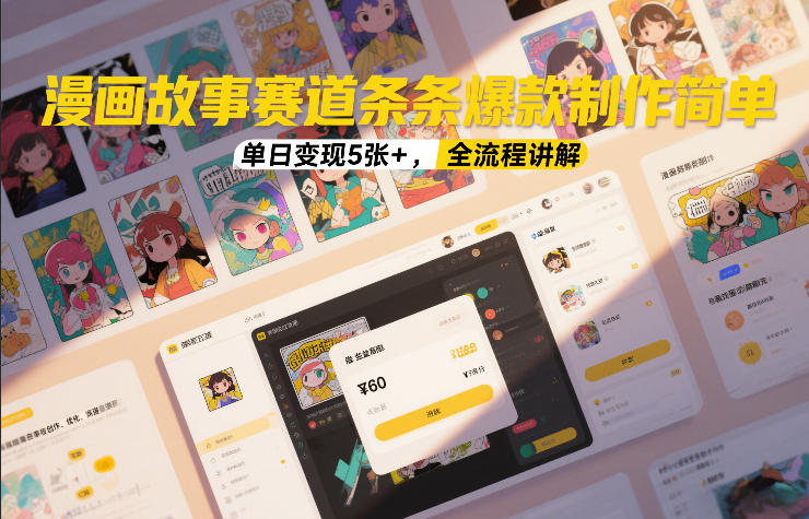 漫画故事赛道条条爆款制作简单，单日变现5张+，全流程讲解创客联盟总站-闲云创业网-老谢轻创网-中创网-福缘网-冒泡网-资源之家-魔方项目库创客联盟总站