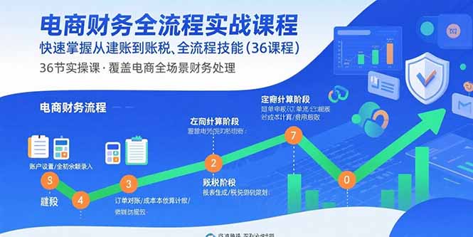 电商财务全流程实战课程:快速掌握从建账到报税的全流程技能(36节课创客联盟总站-闲云创业网-老谢轻创网-中创网-福缘网-冒泡网-资源之家-魔方项目库创客联盟总站