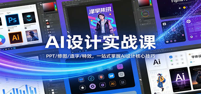AI设计实战课：PPT/修图/造字/特效，一站式掌握AI设计核心技巧创客联盟总站-闲云创业网-老谢轻创网-中创网-福缘网-冒泡网-资源之家-魔方项目库创客联盟总站
