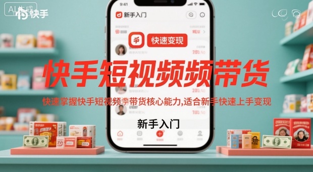 快手短视频带货，快速掌握快手短视频带货核心能力，适合新手快速上手变现创客联盟总站-闲云创业网-老谢轻创网-中创网-福缘网-冒泡网-资源之家-魔方项目库创客联盟总站