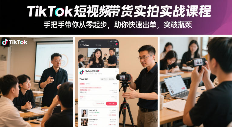 TikTok短视频带货实拍实战课程,手把手带你从零起步,助你快速出单,突破瓶颈创客联盟总站-闲云创业网-老谢轻创网-中创网-福缘网-冒泡网-资源之家-魔方项目库创客联盟总站