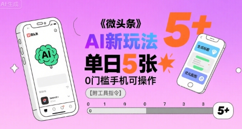 微头条AI新玩法，小白单日5张+，0门槛手机可操作【附工具指令】创客联盟总站-闲云创业网-老谢轻创网-中创网-福缘网-冒泡网-资源之家-魔方项目库创客联盟总站
