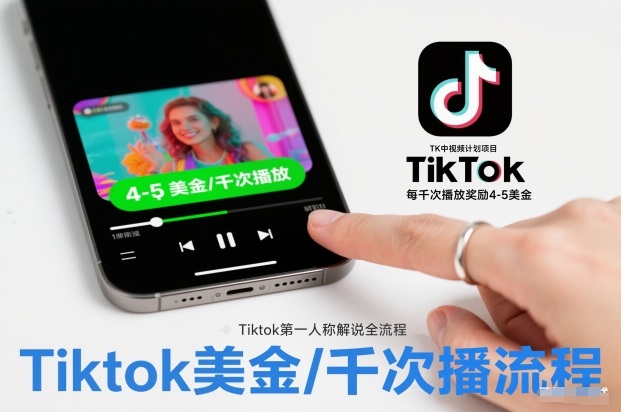TK中视频计划项目,Tiktok第一人称解说流程,每干次播放奖励4-5美金创客联盟总站-闲云创业网-老谢轻创网-中创网-福缘网-冒泡网-资源之家-魔方项目库创客联盟总站