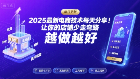 2025最新电商技术每天分享，让你的店铺少走弯路，越做越好(更新26年01月)创客联盟总站-闲云创业网-老谢轻创网-中创网-福缘网-冒泡网-资源之家-魔方项目库创客联盟总站