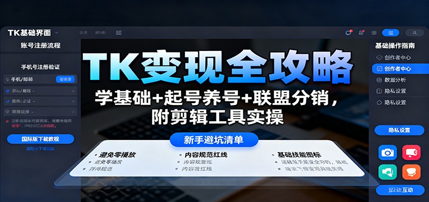 TK变现全攻略:学基础+起号养号+联盟分销,附剪辑工具实操创客联盟总站-闲云创业网-老谢轻创网-中创网-福缘网-冒泡网-资源之家-魔方项目库创客联盟总站