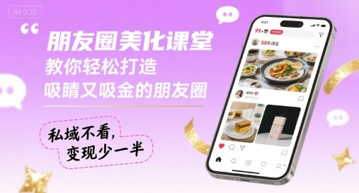 朋友圈美化课堂,教你轻松打造,吸睛又吸金的朋友圈,私域不看,变现少一半创客联盟总站-闲云创业网-老谢轻创网-中创网-福缘网-冒泡网-资源之家-魔方项目库创客联盟总站