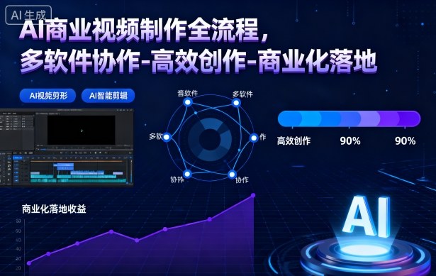 AI商业视频制作全流程,多软件协作-高效创作-商业化落地创客联盟总站-闲云创业网-老谢轻创网-中创网-福缘网-冒泡网-资源之家-魔方项目库创客联盟总站