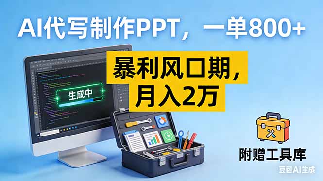 AI代写制作PPT，一单800+， 暴利风口期，月入2万【附工具】创客联盟总站-闲云创业网-老谢轻创网-中创网-福缘网-冒泡网-资源之家-魔方项目库创客联盟总站