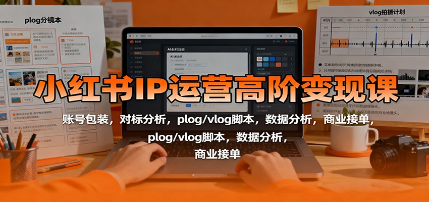 小红书IP运营高阶变现课：账号包装，对标分析，plog/vlog脚本，数据分析，商业接单创客联盟总站-闲云创业网-老谢轻创网-中创网-福缘网-冒泡网-资源之家-魔方项目库创客联盟总站