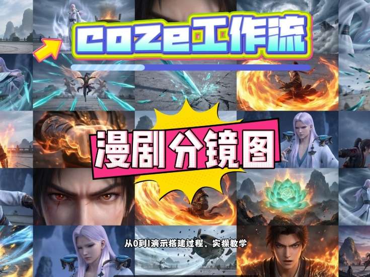 通过Coze工作流,制作《动漫分镜图》,两分钟制作完成25宫格分镜图,从0到1演示搭建过程,实操教学创客联盟总站-闲云创业网-老谢轻创网-中创网-福缘网-冒泡网-资源之家-魔方项目库创客联盟总站