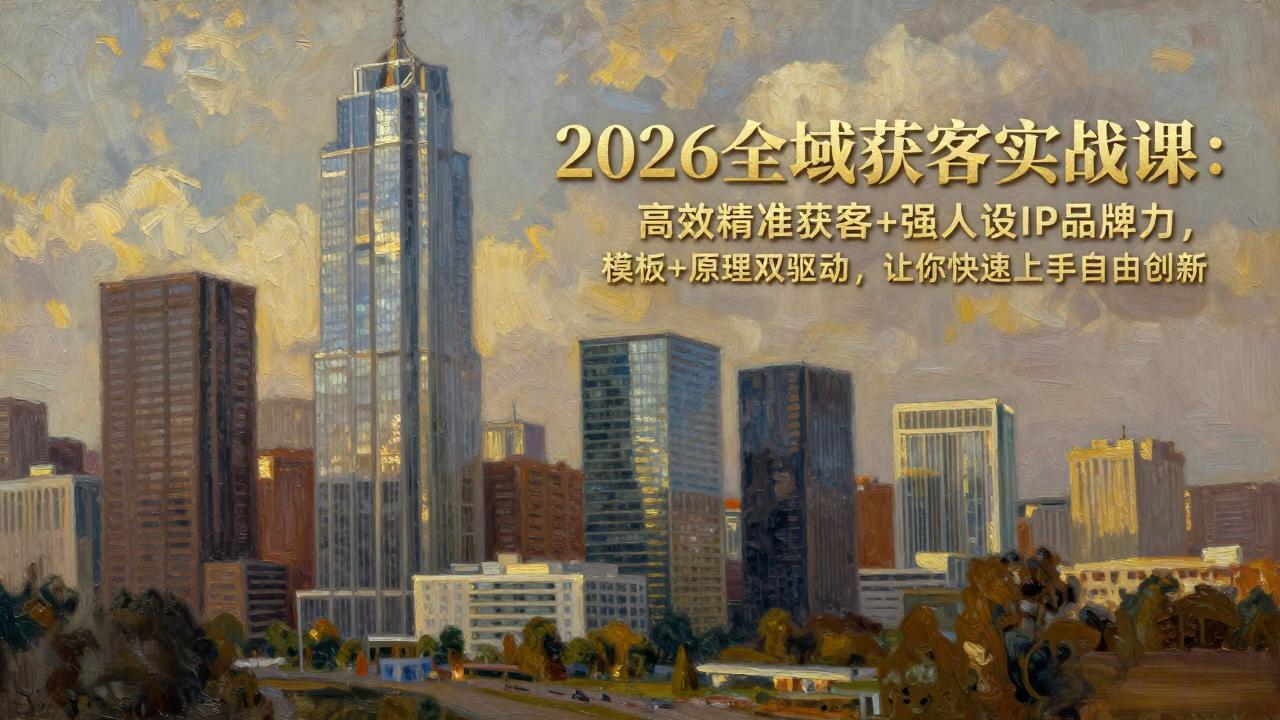 2026全域获客实战课：高效精准获客+强人设IP品牌力，模板+原理双驱动，让你快速上手自由创新创客联盟总站-闲云创业网-老谢轻创网-中创网-福缘网-冒泡网-资源之家-魔方项目库创客联盟总站