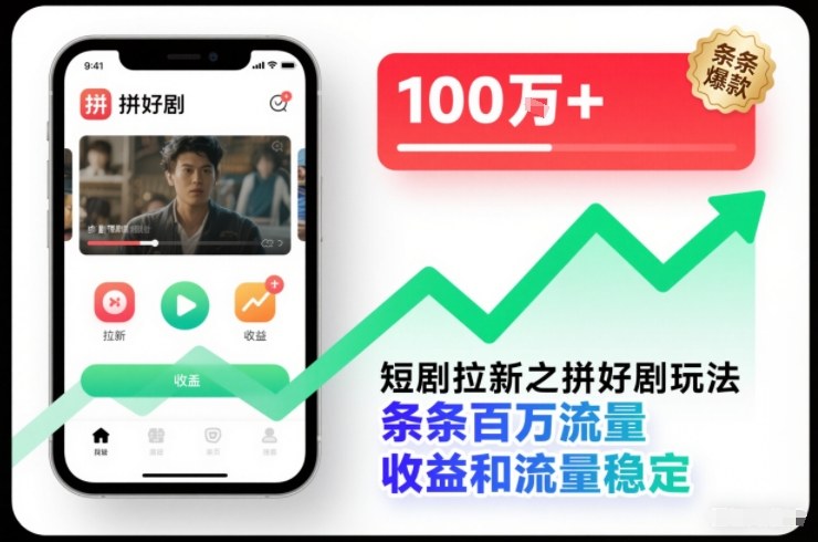 短剧拉新之拼好剧玩法，条条百万流量，收益和流量稳定创客联盟总站-闲云创业网-老谢轻创网-中创网-福缘网-冒泡网-资源之家-魔方项目库创客联盟总站