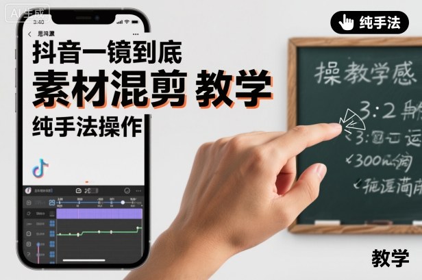 抖音一镜到底素材混剪教学，纯手法操作创客联盟总站-闲云创业网-老谢轻创网-中创网-福缘网-冒泡网-资源之家-魔方项目库创客联盟总站