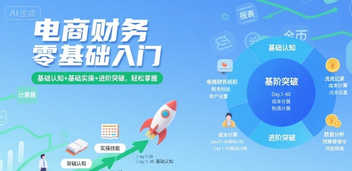 电商财务零基础入门，基础认知+基础实操+进阶突破，轻松掌握创客联盟总站-闲云创业网-老谢轻创网-中创网-福缘网-冒泡网-资源之家-魔方项目库创客联盟总站