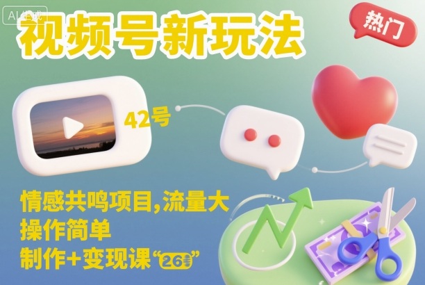 视频号新玩法,情感共鸣项目,流量大,操作简单,制作+变现课创客联盟总站-闲云创业网-老谢轻创网-中创网-福缘网-冒泡网-资源之家-魔方项目库创客联盟总站