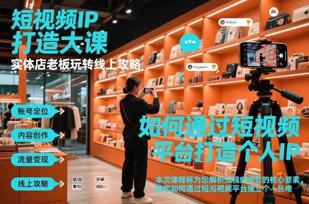 短视频ip打造大课，实体店老板玩转线上攻略创客联盟总站-闲云创业网-老谢轻创网-中创网-福缘网-冒泡网-资源之家-魔方项目库创客联盟总站