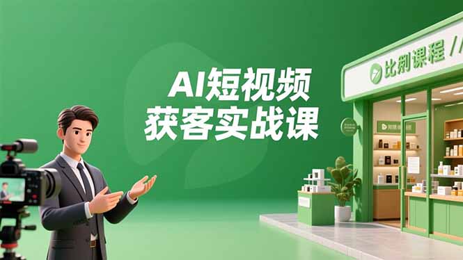 AI短视频获客实战课，数字人创作、实体行业应用、精准引流，30天获取客源月入6万+创客联盟总站-闲云创业网-老谢轻创网-中创网-福缘网-冒泡网-资源之家-魔方项目库创客联盟总站