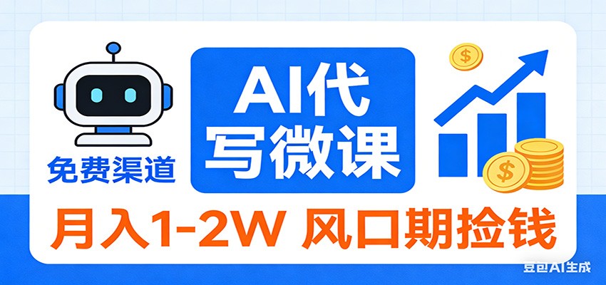 2026告别打工！AI 代写微课，提供免费渠道，月入 1-2W 风口期捡钱创客联盟总站-闲云创业网-老谢轻创网-中创网-福缘网-冒泡网-资源之家-魔方项目库创客联盟总站