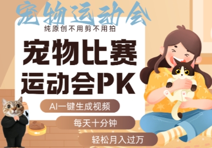 AI一键生成宠物比赛运动会PK视频，纯原创不用剪不用拍，每天十分钟，轻松月入过1W+创客联盟总站-闲云创业网-老谢轻创网-中创网-福缘网-冒泡网-资源之家-魔方项目库创客联盟总站