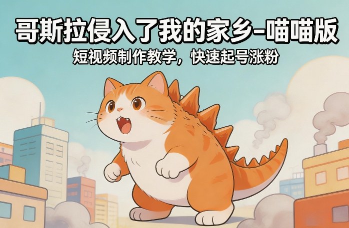 哥斯拉侵入了我的家乡–喵喵版短视频制作教学,快速起号涨粉创客联盟总站-闲云创业网-老谢轻创网-中创网-福缘网-冒泡网-资源之家-魔方项目库创客联盟总站