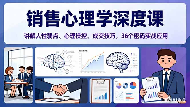 销售心理学深度课,讲解人性弱点、心理操控、成交技巧,36个密码实战应用创客联盟总站-闲云创业网-老谢轻创网-中创网-福缘网-冒泡网-资源之家-魔方项目库创客联盟总站