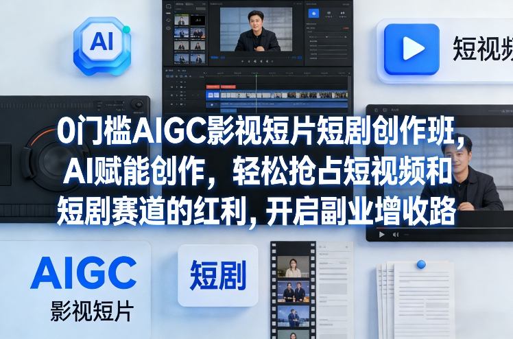 0门槛AIGC影视短片短剧创作班,AI赋能创作,轻松抢占短视频和短剧赛道的红利,开启副业增收路创客联盟总站-闲云创业网-老谢轻创网-中创网-福缘网-冒泡网-资源之家-魔方项目库创客联盟总站