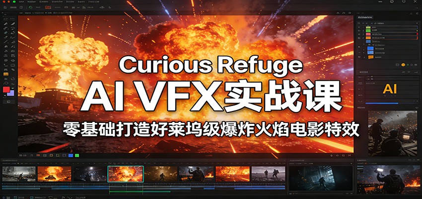 Curious Refuge AI VFX实战课，零基础打造好莱坞级爆炸火焰电影特效创客联盟总站-闲云创业网-老谢轻创网-中创网-福缘网-冒泡网-资源之家-魔方项目库创客联盟总站