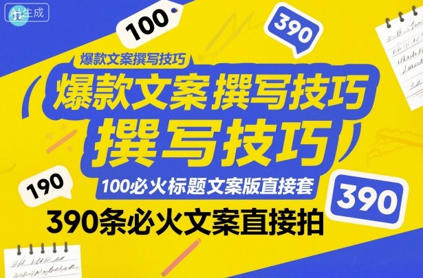 爆款文案撰写技巧,100个必火标题文案模版直接套,390条必火文案直接拍创客联盟总站-闲云创业网-老谢轻创网-中创网-福缘网-冒泡网-资源之家-魔方项目库创客联盟总站