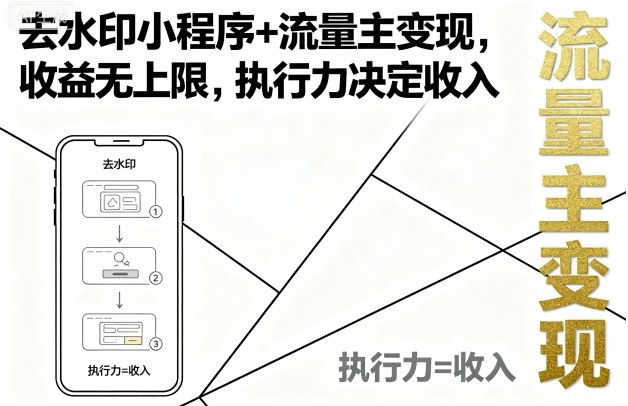 去水印小程序+流量主变现，收益无上限，执行力决定收入创客联盟总站-闲云创业网-老谢轻创网-中创网-福缘网-冒泡网-资源之家-魔方项目库创客联盟总站