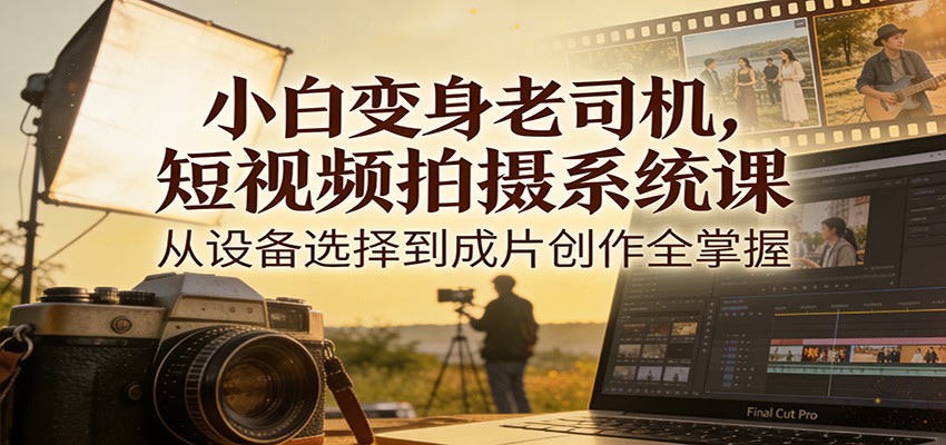 小白变身老司机,短视频拍摄系统课,从设备选择到成片创作全掌握创客联盟总站-闲云创业网-老谢轻创网-中创网-福缘网-冒泡网-资源之家-魔方项目库创客联盟总站