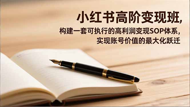 小红书高阶变现班，构建一套可执行的高利润变现SOP体系，实现账号价值的最大化跃迁创客联盟总站-闲云创业网-老谢轻创网-中创网-福缘网-冒泡网-资源之家-魔方项目库创客联盟总站