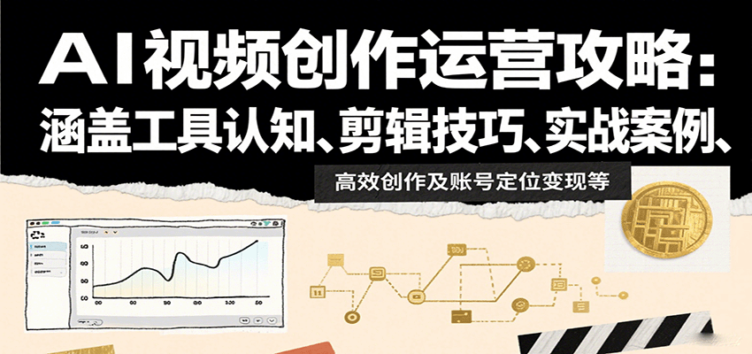 AI视频创作运营攻略:涵盖工具认知、剪辑技巧、实战案例、高效创作及账号定位变现等创客联盟总站-闲云创业网-老谢轻创网-中创网-福缘网-冒泡网-资源之家-魔方项目库创客联盟总站