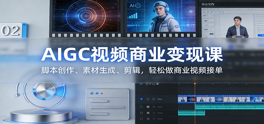 AIGC视频商业变现课：脚本创作、素材生成、剪辑，轻松做商业视频接单创客联盟总站-闲云创业网-老谢轻创网-中创网-福缘网-冒泡网-资源之家-魔方项目库创客联盟总站