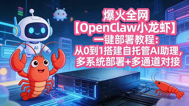 爆火全网【OpenClaw 小龙虾】一键部署教程：从0到1搭建自托管AI助理，多系统部署+多通道对接创客联盟总站-闲云创业网-老谢轻创网-中创网-福缘网-冒泡网-资源之家-魔方项目库创客联盟总站
