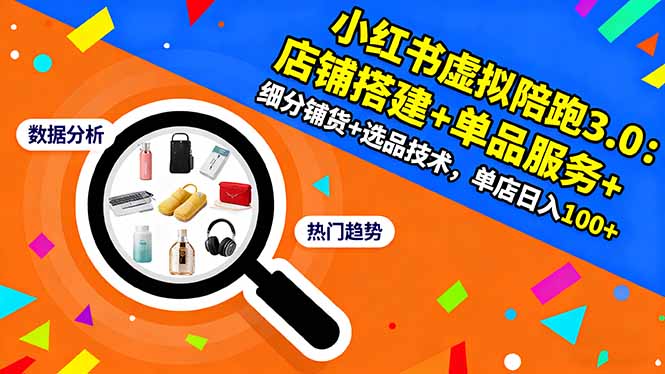 小红书虚拟陪跑3.0:店铺搭建+单品服务+细分铺货+选品技术,单店日入100+创客联盟总站-闲云创业网-老谢轻创网-中创网-福缘网-冒泡网-资源之家-魔方项目库创客联盟总站