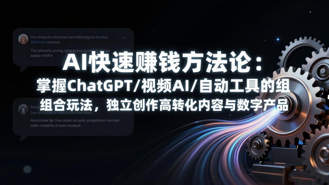 AI快速赚钱方法论：掌握ChatGPT/视频AI/自动化工具的组合玩法，独立创作高转化内容与数字产品创客联盟总站-闲云创业网-老谢轻创网-中创网-福缘网-冒泡网-资源之家-魔方项目库创客联盟总站