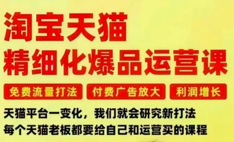 淘宝天猫精细化爆品运营课，免费流量打法-付费广告放大-利润增长-三大核心痛点，一次全部解决创客联盟总站-闲云创业网-老谢轻创网-中创网-福缘网-冒泡网-资源之家-魔方项目库创客联盟总站