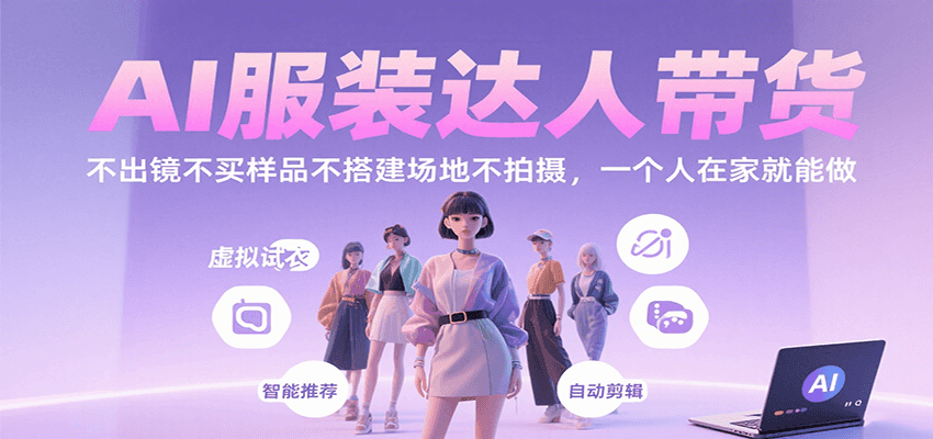 AI服装达人带货,不出镜不买样品不搭建场地不拍摄,一个人在家就能做创客联盟总站-闲云创业网-老谢轻创网-中创网-福缘网-冒泡网-资源之家-魔方项目库创客联盟总站