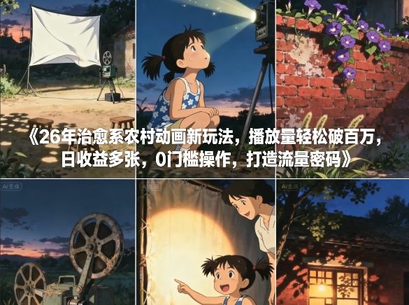 26年治愈系农村动画新玩法,播放量轻松破百万,日收益多张,0门槛操作,打造流量密码创客联盟总站-闲云创业网-老谢轻创网-中创网-福缘网-冒泡网-资源之家-魔方项目库创客联盟总站