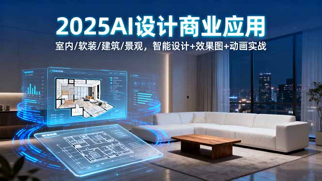 2025AI设计商业应用：室内/软装/建筑/景观，智能设计+效果图+动画实战创客联盟总站-闲云创业网-老谢轻创网-中创网-福缘网-冒泡网-资源之家-魔方项目库创客联盟总站